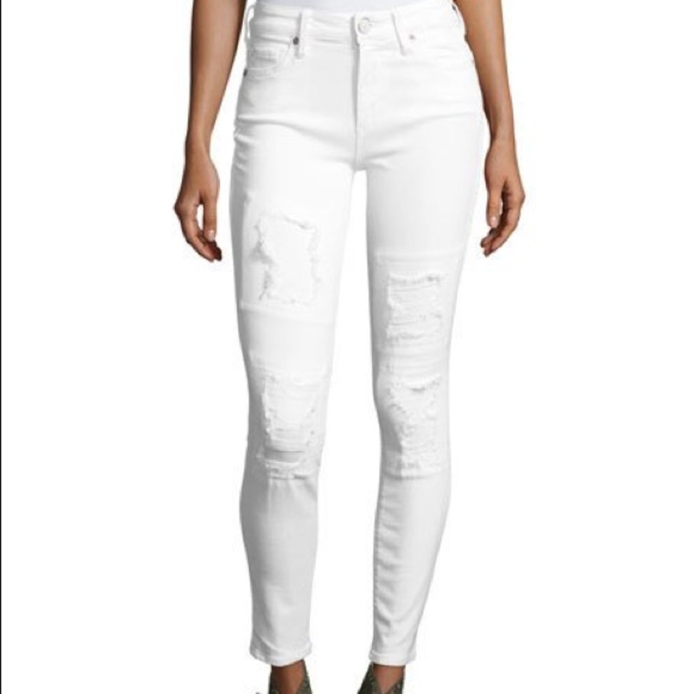 True Religion White Distressed Skinny Jeans